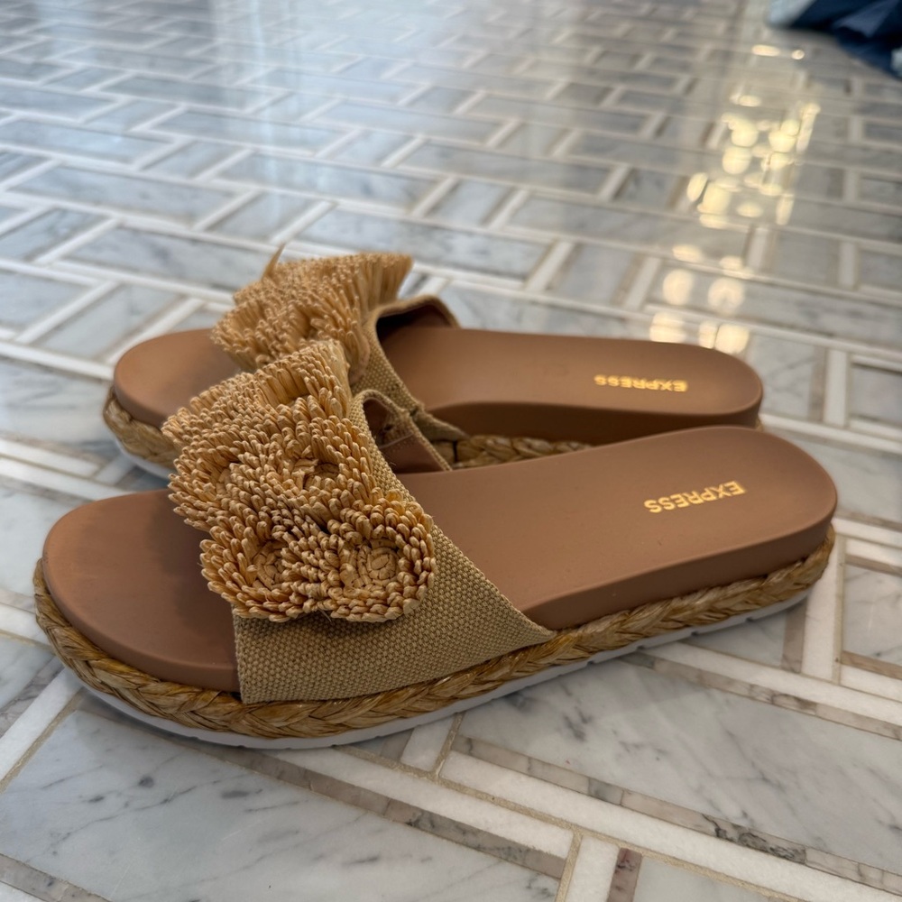 Express Beige Espadrille Slides